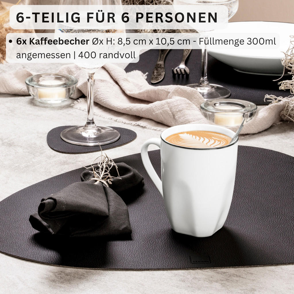 Thumbnail - Sänger Kaffeebecher, Weiß, Keramik, 6-teilig, 32.5x18.5x22.5 cm, kratzfest, Kaffee & Tee, Tassen, Kaffeetassen-Sets