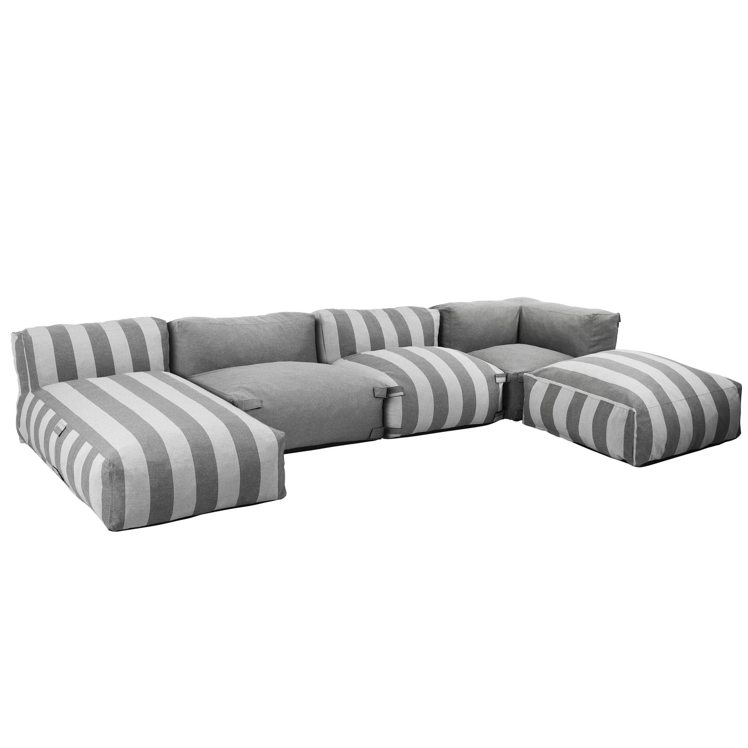 GARTENSOFA mit 5 Sitzplätzen, Grau - Grau, Textil - Oviala