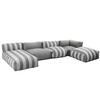 GARTENSOFA mit 5 Sitzplätzen, Grau - Grau, Textil - Oviala