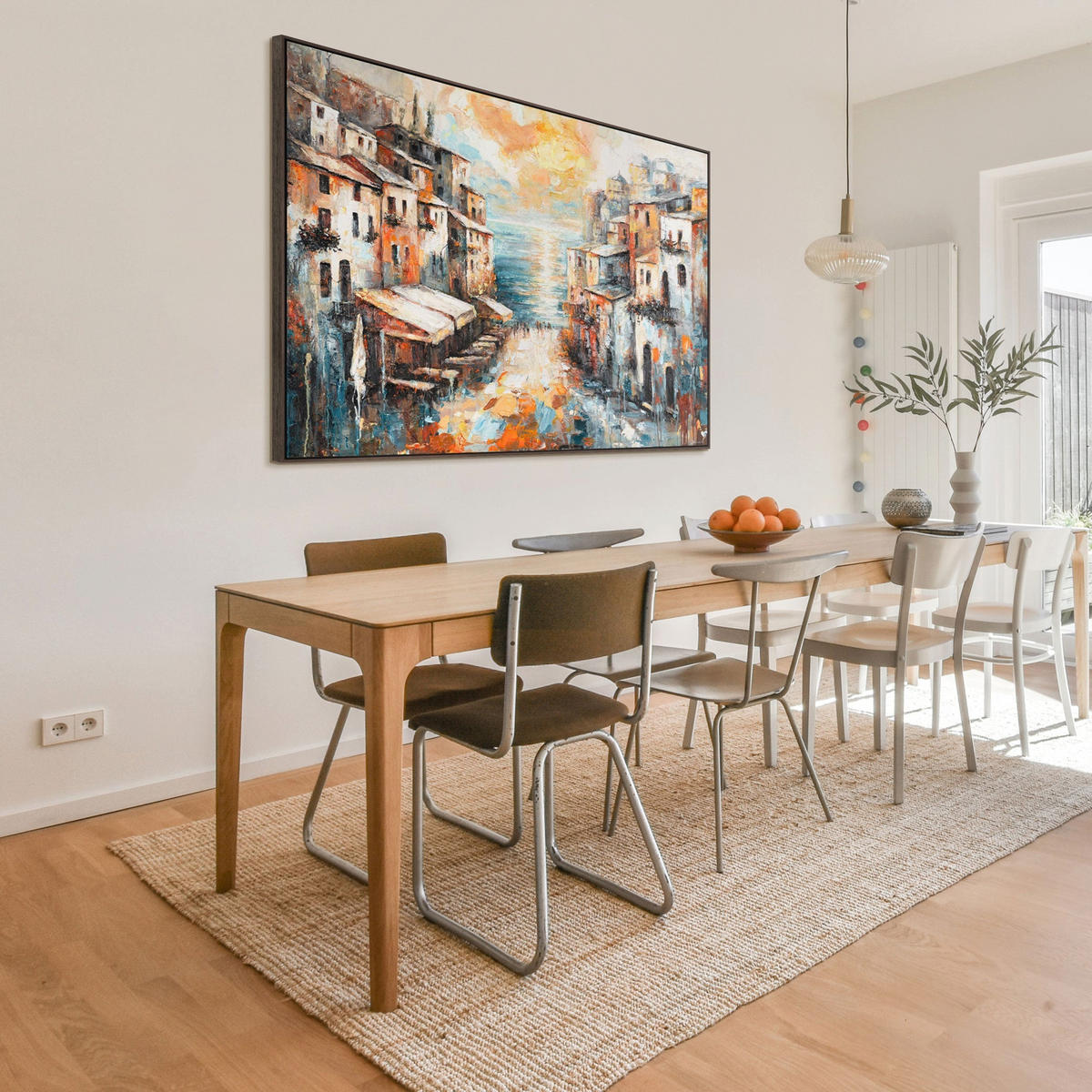 GEMÄLDE Stadt am Meer Schattenfugenrahmen Grau 140x100 cm - Grau, Holz (140/100cm) - YS-art gallery