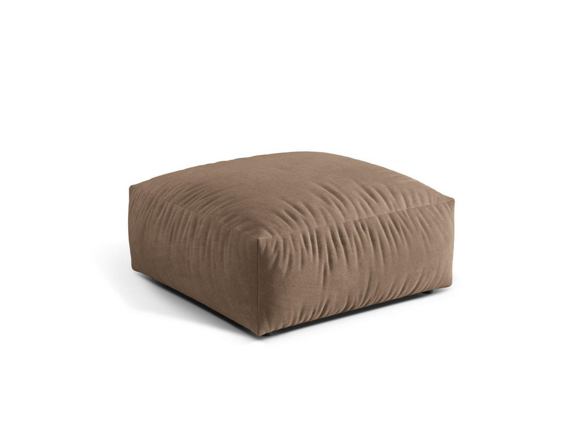 POUF Martina aus Samt dunkelbeige - Mokka, Textil (106/44/106cm) - Micadoni