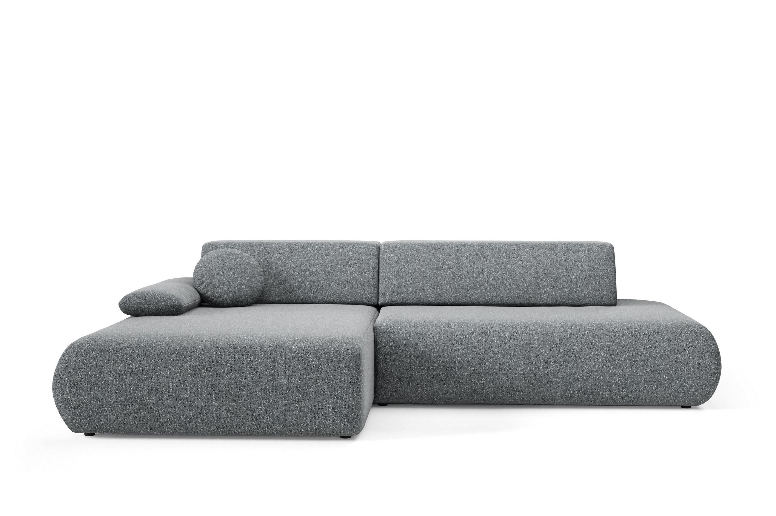 ECKSOFA DELTA L-S Grau Geflochtener Stoff mit Schlaffunktion - Grau, Holz (286/173.5cm) - MASSENO