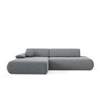 ECKSOFA DELTA L-S Grau Geflochtener Stoff mit Schlaffunktion - Grau, Holz (286/173.5cm) - MASSENO