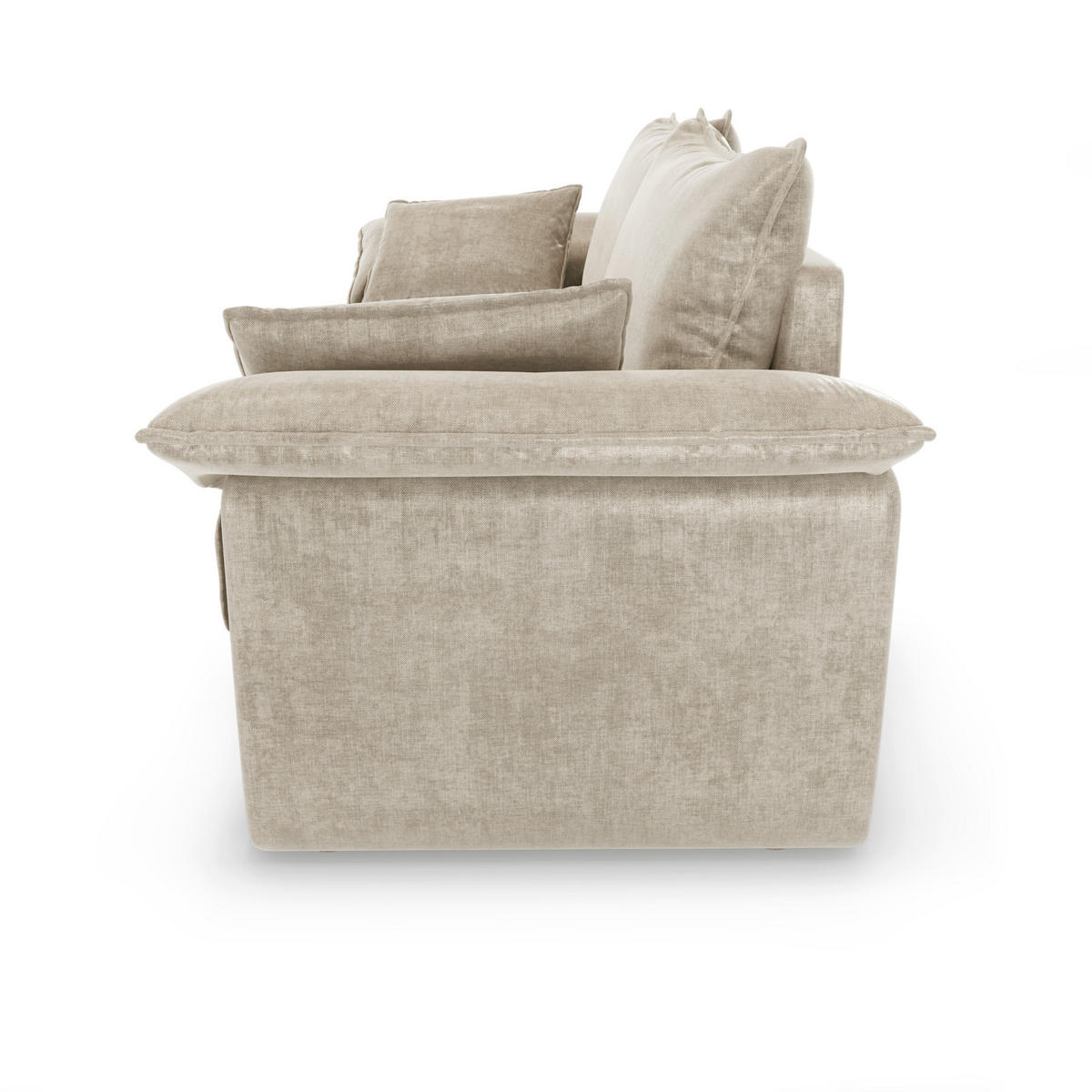 SOFA 3-Sitzer Samt Beige 232cm - Beige, Textil (232/92/102cm) - Sia Home