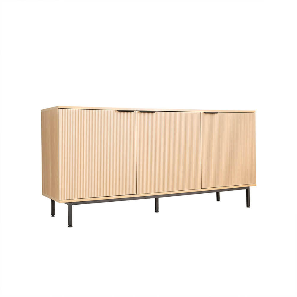 SIDEBOARD NYLA - Natur/Schwarz, 154 x 73 cm - Naturfarben, Holzwerkstoff (154/73/42cm) - Home Deluxe