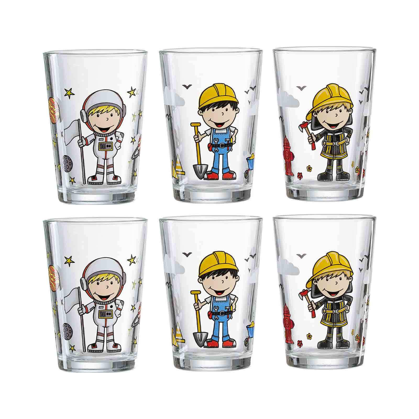 KINDERGLÄSER Berufe Jungen bunt 205 ml 6er Set - Multicolor, Glas (0.205L) - Ritzenhoff Breker