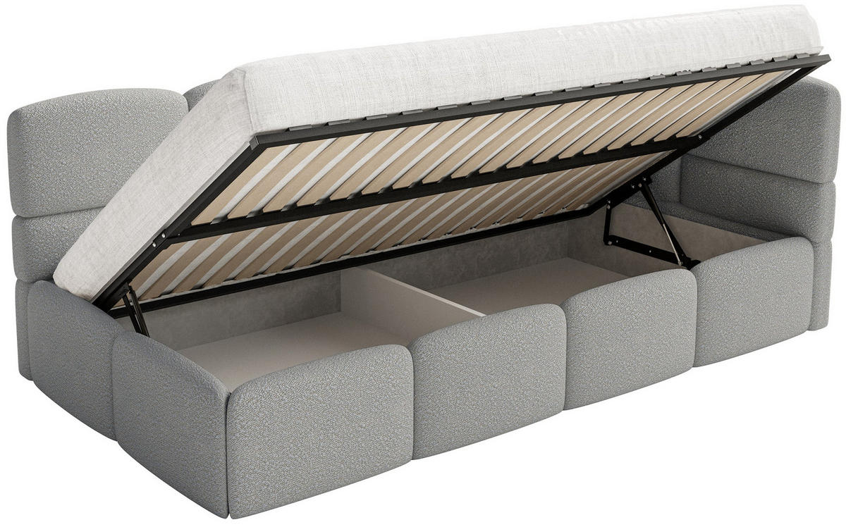 JUGENDBETT Cloudy Grau 120 cm, Bouclé - Schwarz/Grau, Kunststoff/Textil (120/200cm) - Selsey