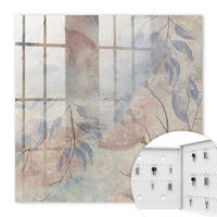 SCHLÜSSELBOX Weiß 30x30 cm – Türöffnung nach rechts - Zarte Blätter - Beige, Metall (30/30/5cm) - TULUP