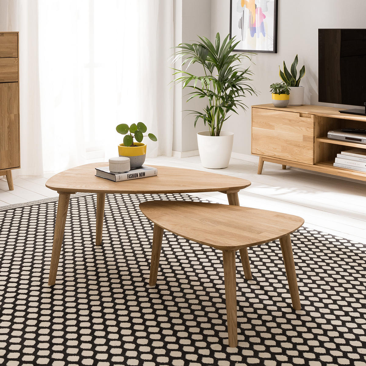COUCHTISCH - Massivholz - Eichefarben/Braun, Eichenholz/Holz (50/70/36cm) - home24
