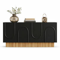 KUCHYŇSKÁ SKŘÍŇ černá, 4 dvířka, velký úložný prostor, design ve tvaru U, do obývacího pokoje, 160×38×75 cm - přírodní/černá, kov/kompozitní dřevo (160/38/75cm) - STILVORA