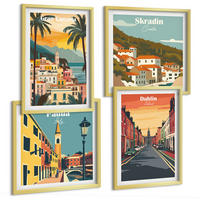 BILDER SET 4er Set - 50x50 cm & 40x60 cm Goldrahmen - Stadt- und Naturlandschaften - Goldfarben, Kunststoff (50/50cm) - TULUP