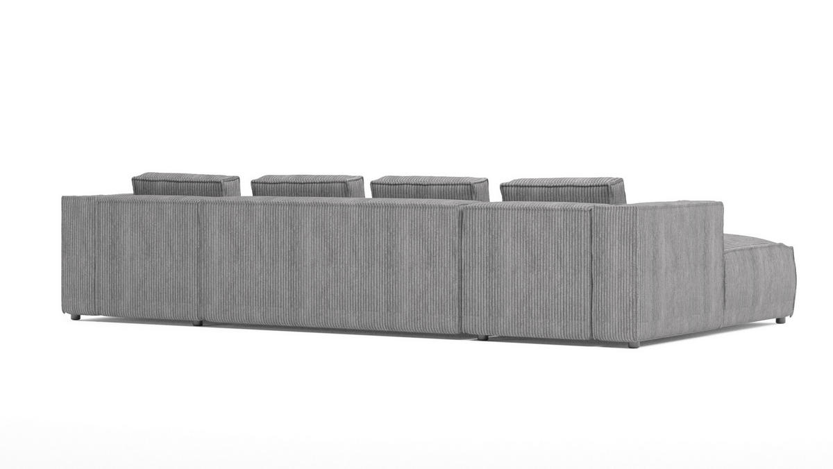 WOHNLANDSCHAFT Nova Hellgrau Cord - Hellgrau/Schwarz, Holz/Kunststoff (327/64/176cm) - S-Style Möbel