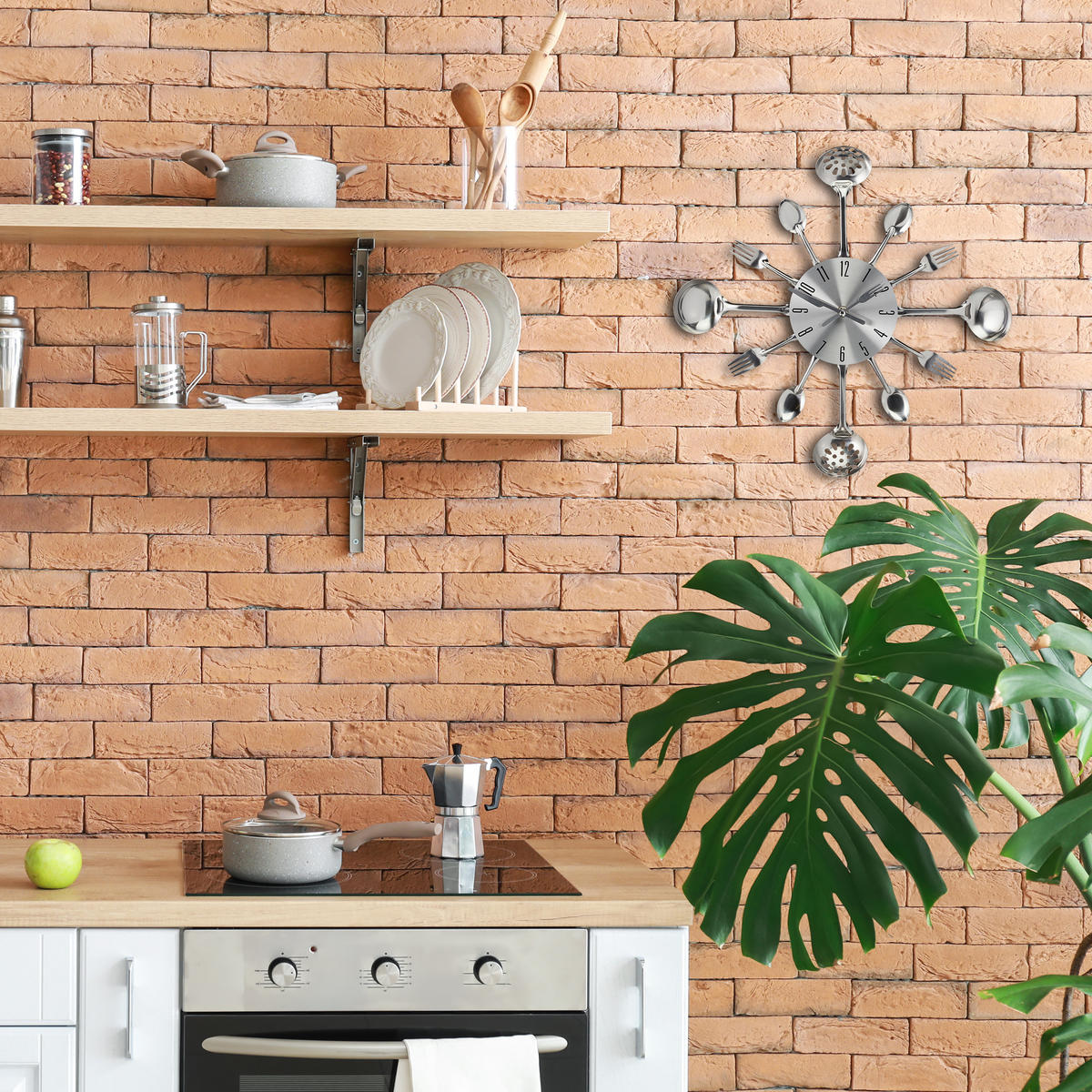 WANDUHR - Silberfarben, Metall (40/40/4cm) - Relaxdays