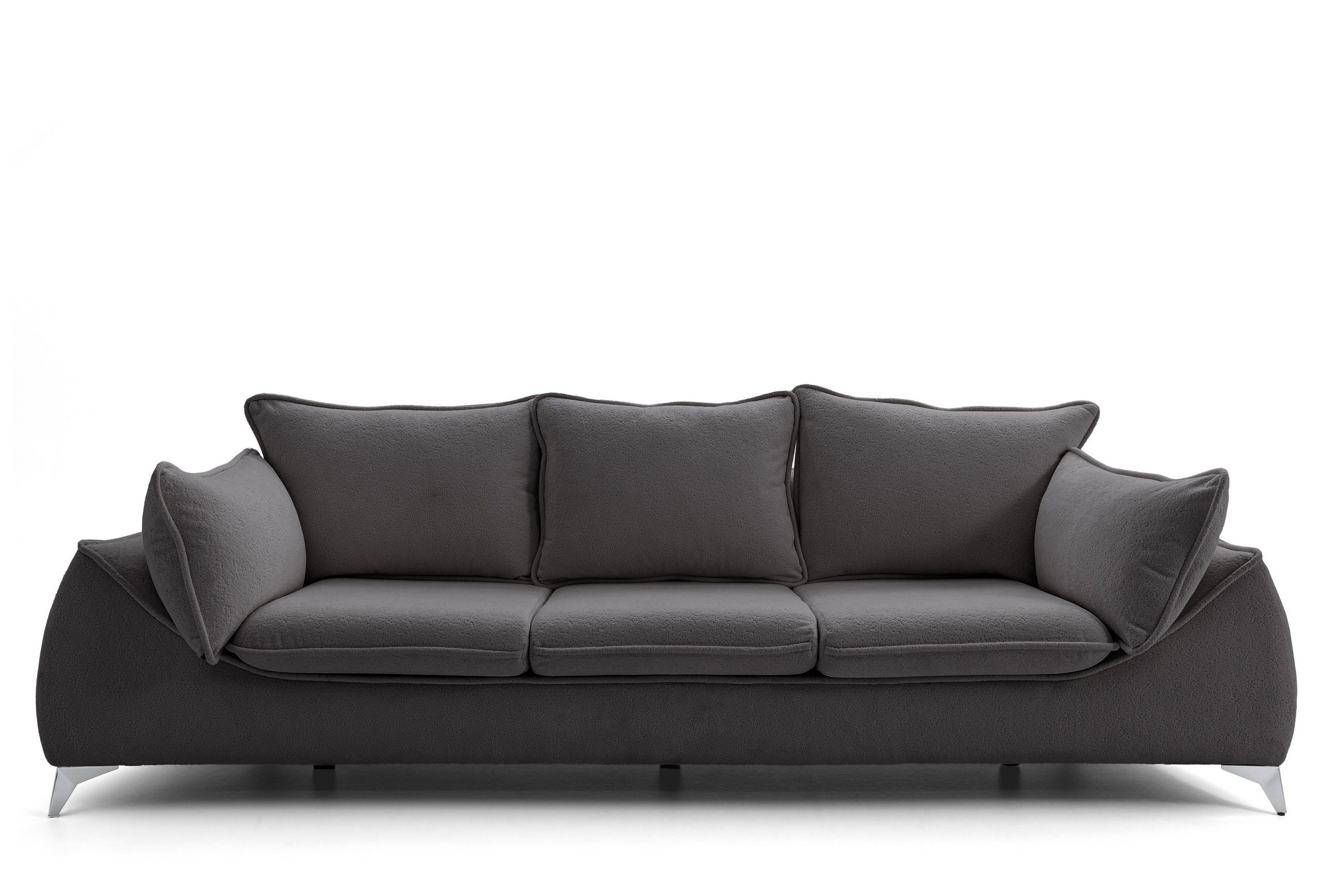 3-SITZER Sofa MELANI 252 cm Velours Anthrazit - Chromfarben/Anthrazit, Holz/Textil (252/90/88cm) - Muffo