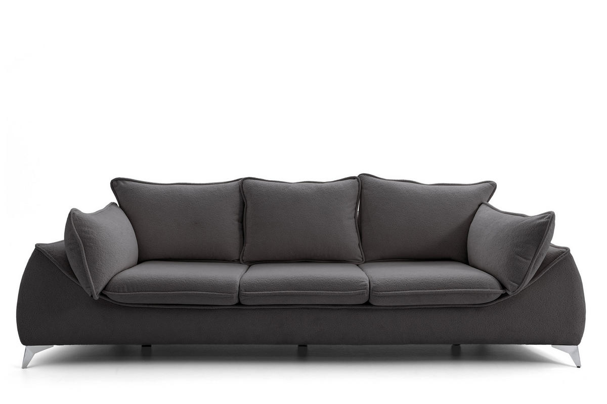 3-SITZER SOFA MELANI elegant Stillvoll Polstersofa 252 cm - Chromfarben/Anthrazit, Holz/Textil (252/90/88cm) - Muffo