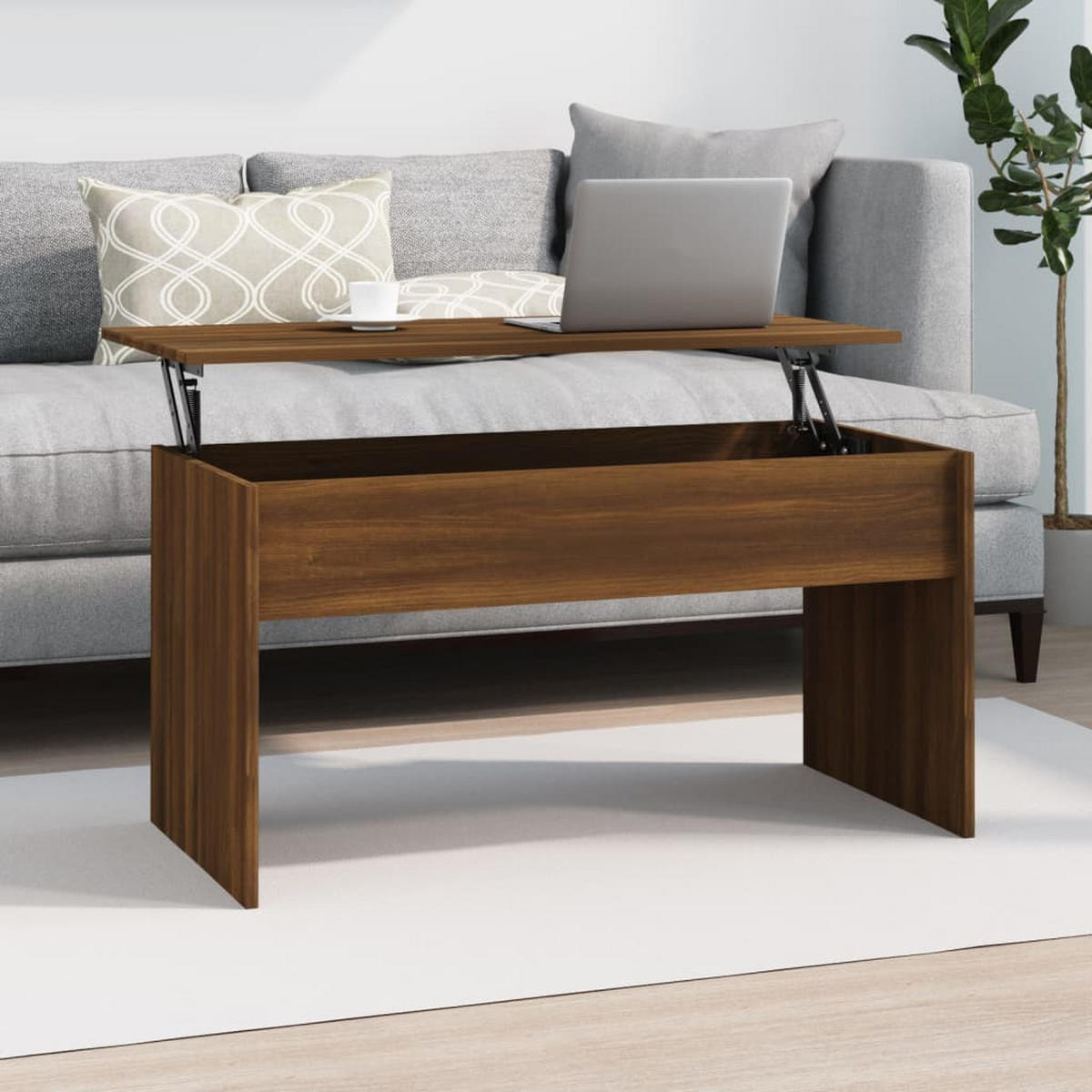 COUCHTISCH Braun Eichen-Optik 102x50,5x52,5 cm Holzwerkstoff - Braun, Holzwerkstoff (102/50.5/52.5cm) - furnicato