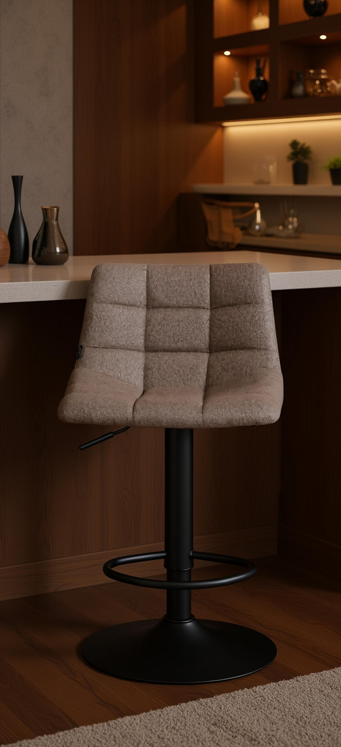 BARHOCKER 2er Set James Stoff schwarz grau - Schwarz/Grau, Textil/Metall (43/108.5/46.5cm) - TPFLiving