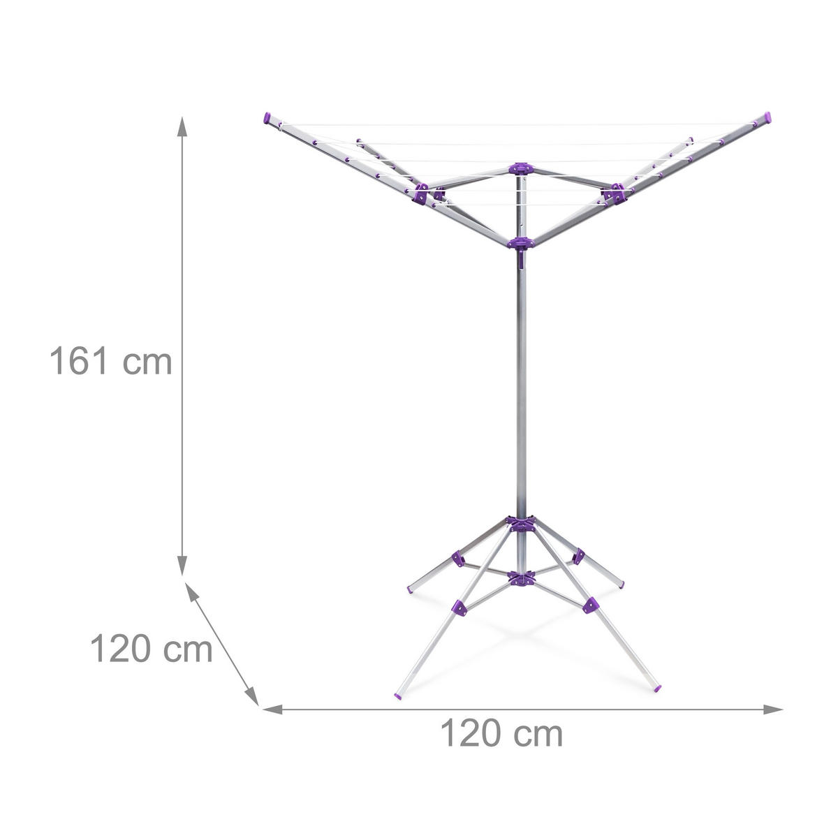 USCĂTOR Argintiu mov 19,2 m sfoară cu suport pliabil - argintiu, material plastic/metal (167/158/167cm) - Relaxdays