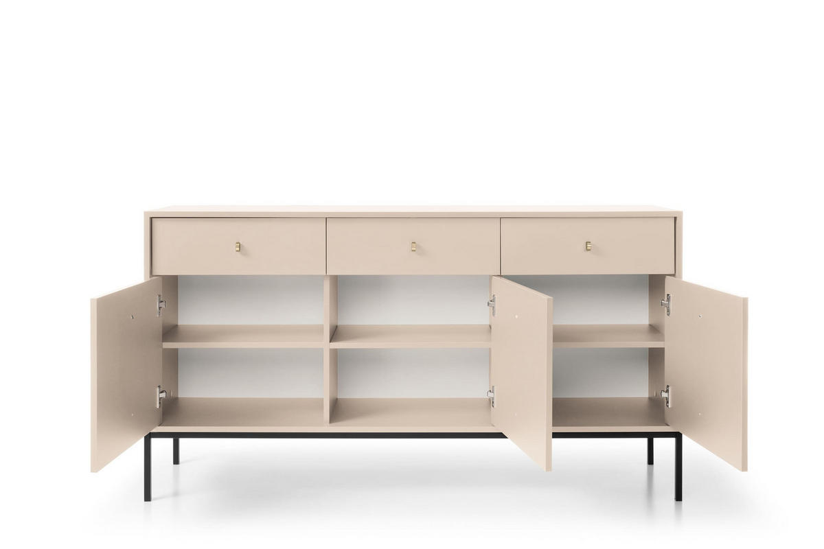 KOMMODE - kommode Melody III 154 Beige + Gold - Beige/Goldfarben, Holzwerkstoff (154/83/39cm) - Möblo