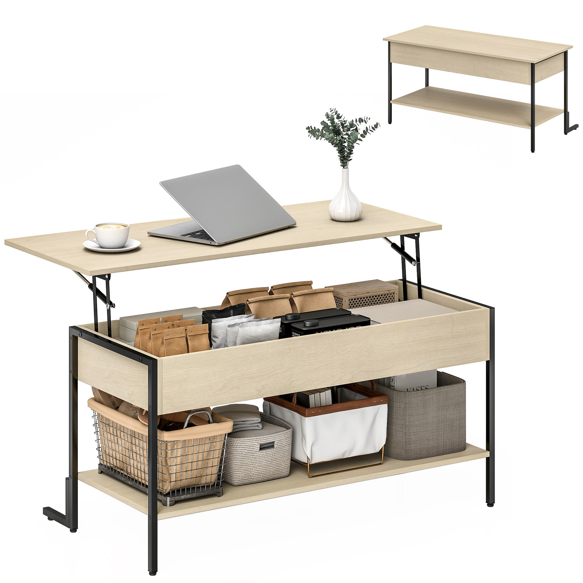 COUCHTISCH Beige 1 Stück - Beige, Kunststoff (95/40/59cm) - GiPP