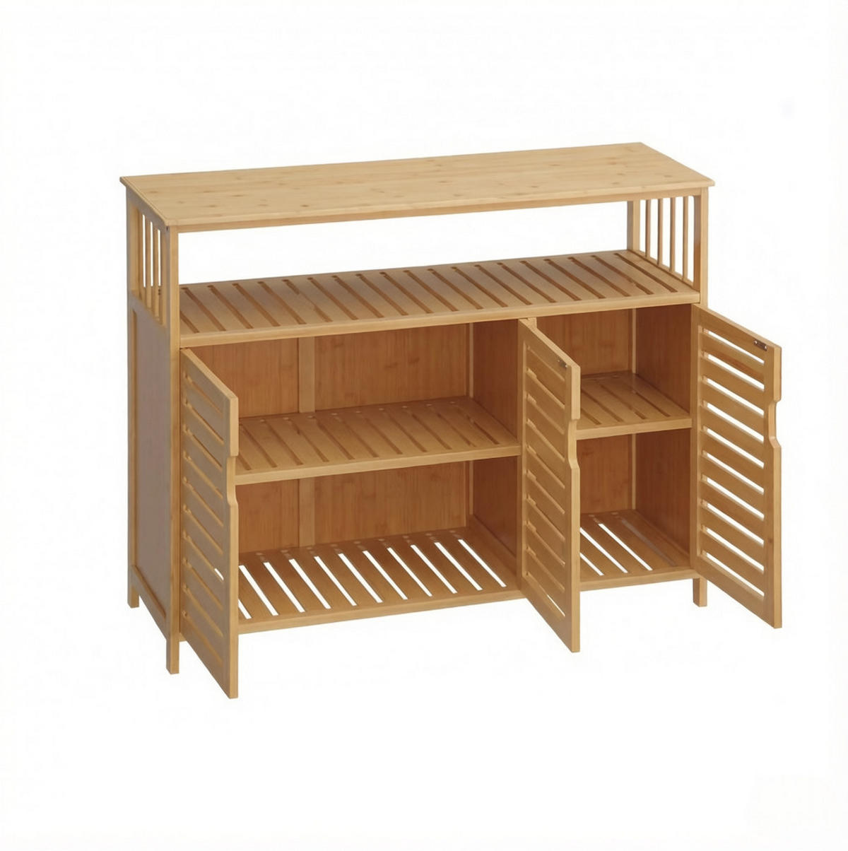 SIDEBOARD in Natur 100x35x82 cm mit 3 Türen und offenem Fach - Naturfarben, Naturmaterialien (35/82/100cm) - IVMEU