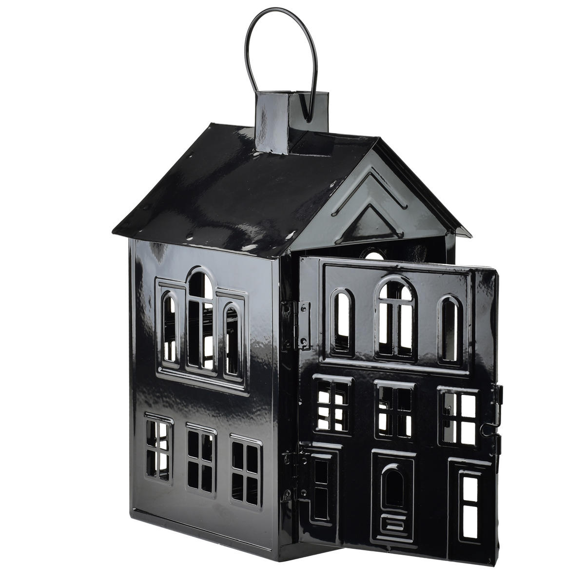 LATERNENHAUS Roger Schwarz 20,3x20xh33,8 cm Metall - Schwarz, Metall (20/33.8/20.3cm) - Mondex