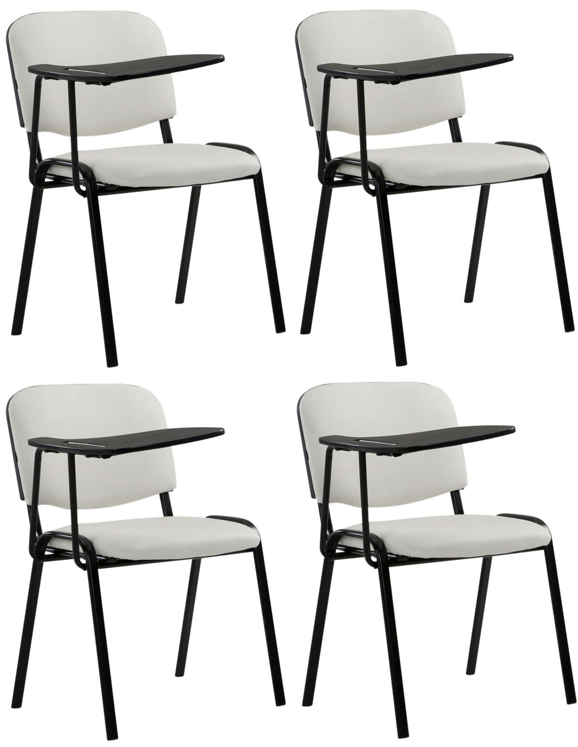 BESUCHERSTUHL 4er Set Lederlook Weiß - Schwarz/Weiß, Textil/Metall (53/81/71cm) - CLP