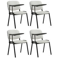 BESUCHERSTUHL 4er Set Lederlook Weiß - Schwarz/Weiß, Textil/Metall (53/81/71cm) - CLP