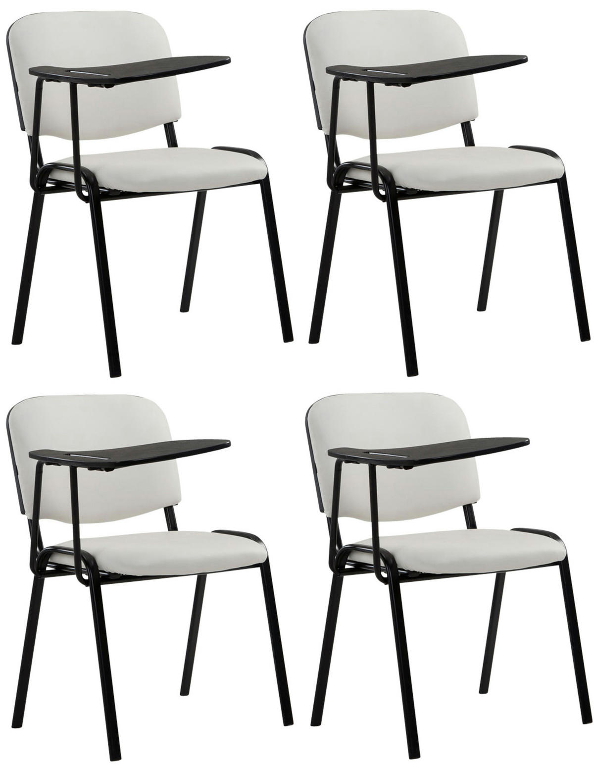 BESUCHERSTUHL 4er Set Lederlook Weiß - Schwarz/Weiß, Textil/Metall (53/81/71cm) - CLP