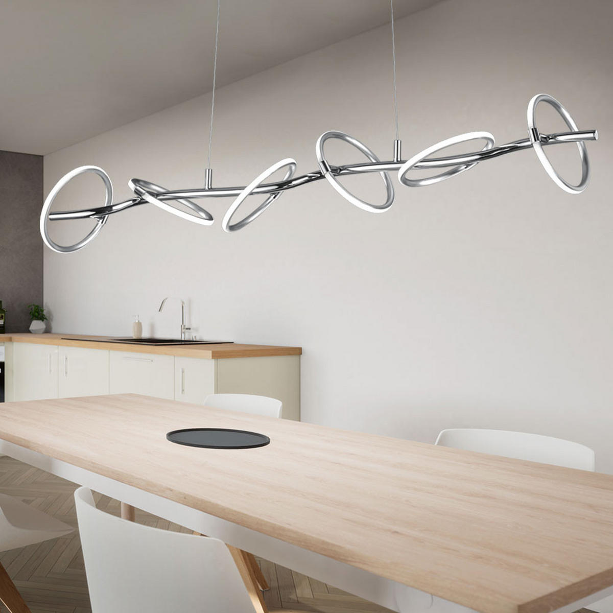 LED HÄNGELAMPE Chrom Silber - Silberfarben, Metall (115/17/150cm)