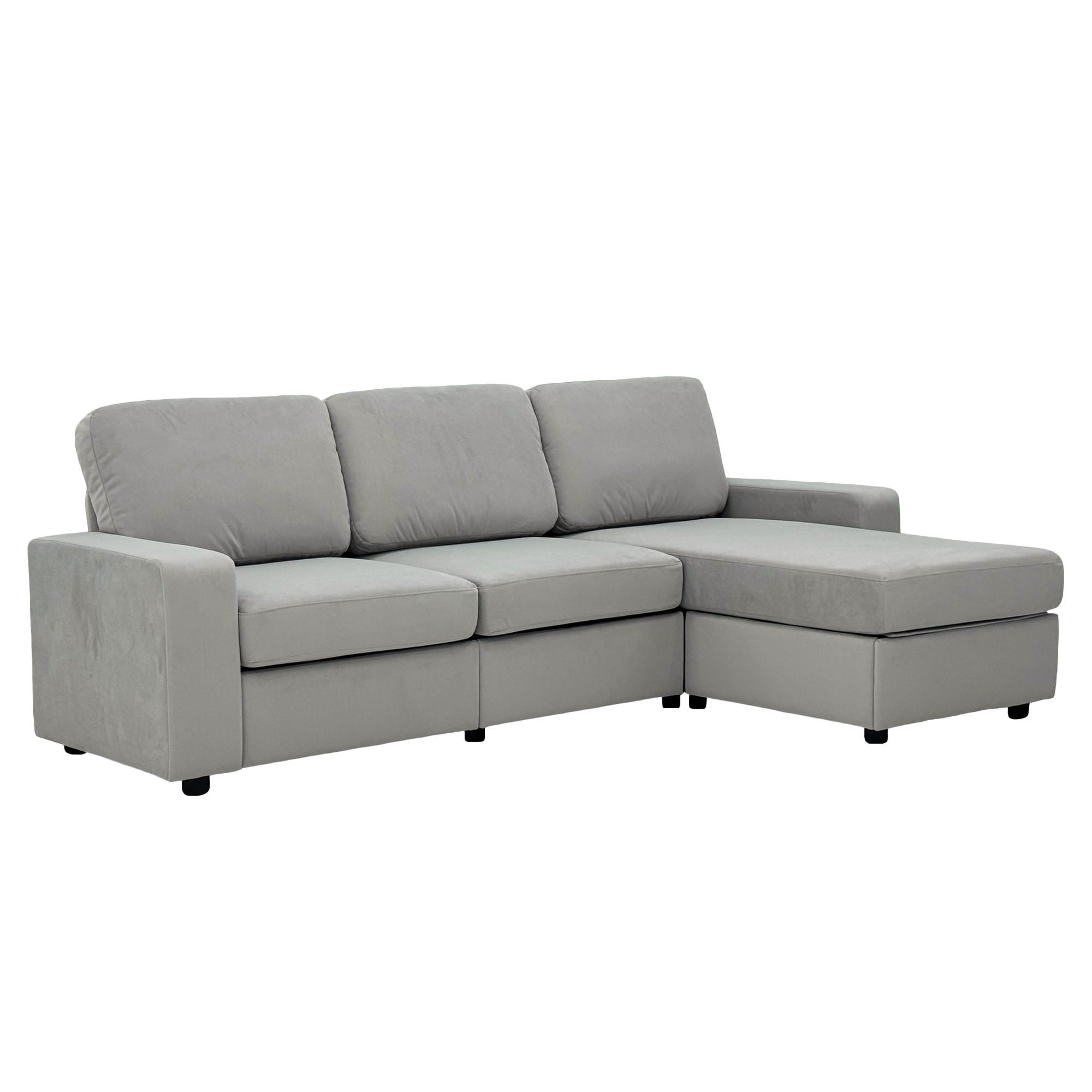 ECKSOFA DE-35065 mit Stauraum Hellgrau - Hellgrau, Metall (150.5/245.5cm) - ComfortXL