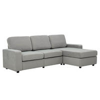 ECKSOFA DE-35065 mit Stauraum Hellgrau - Hellgrau, Metall (150.5/245.5cm) - ComfortXL
