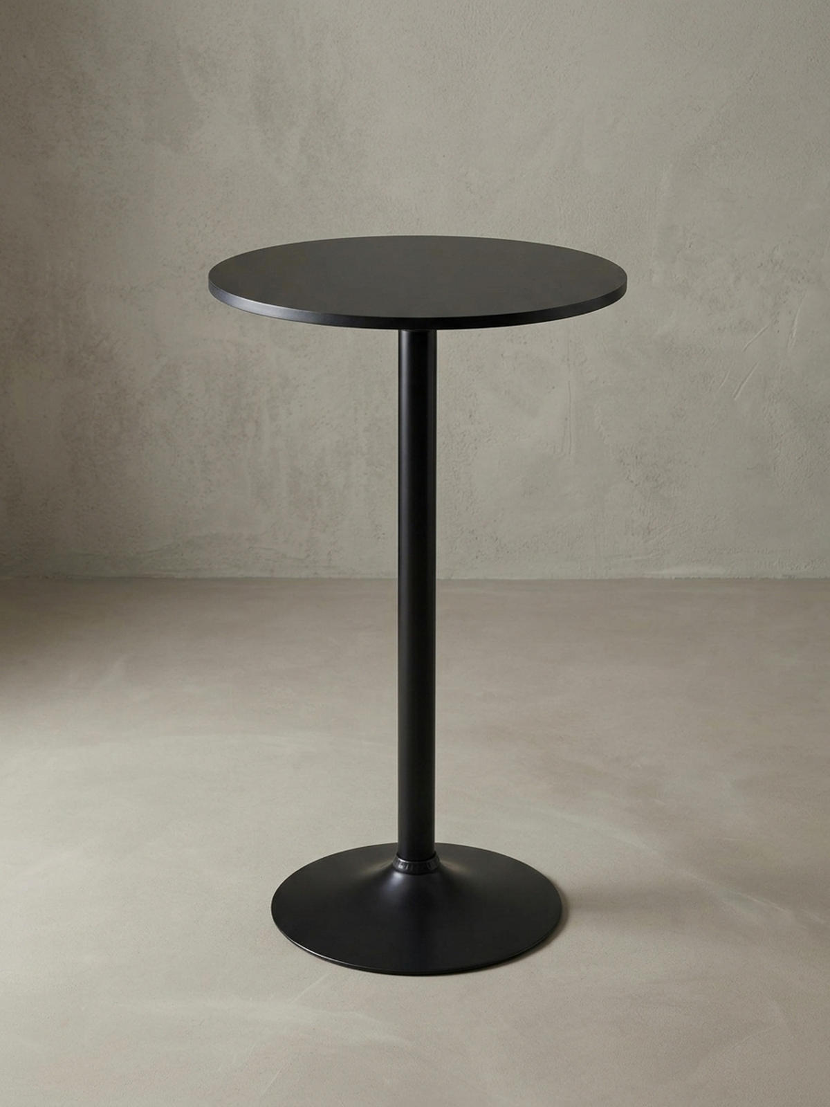 BARTISCH – Schwarz, Trompetenfuß, 30 kg Belastbarkeit - Schwarz, Holz/Metall (60/60/100cm) - KADIMA DESIGN