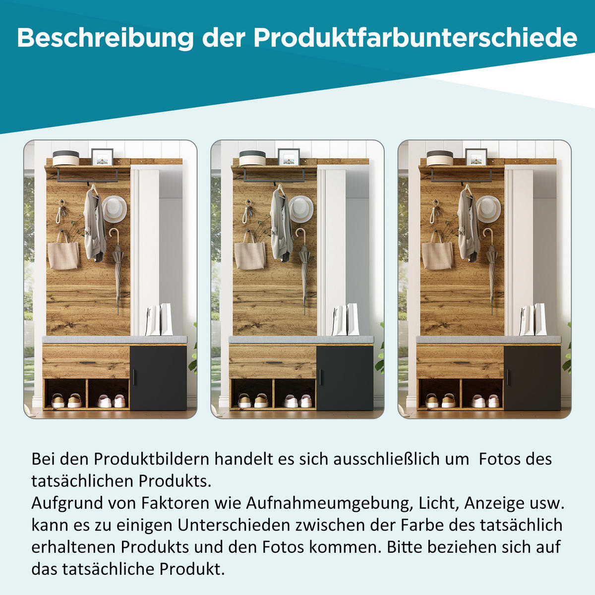 GARDEROBENSET 190Cm Spiegel Schuhbank Holzoptik - Naturfarben, Holzwerkstoff (39/190/104cm) - FLIEKS