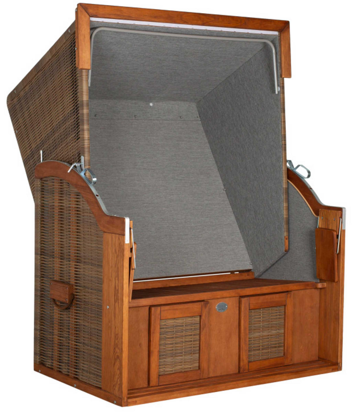 STRANDKORB Tinnum 2 Sitzer Pinie PE griseum - Braun/Grau, Metall (115/38/92cm) - Mr. Deko