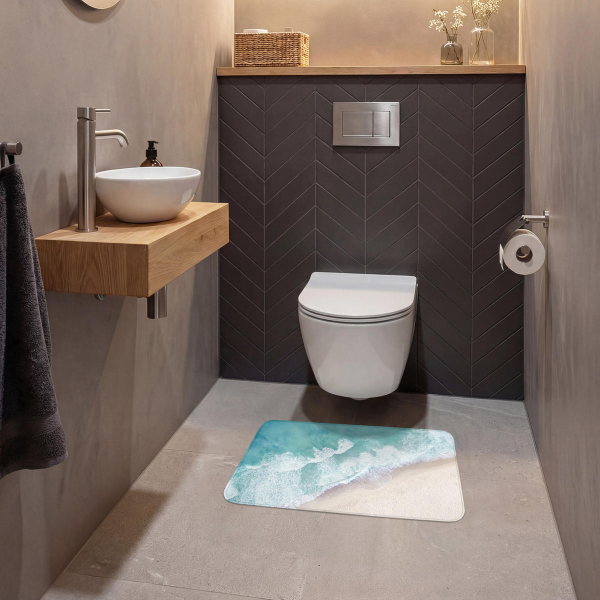 WC PŘEDLOŽKA Pláž - Moře - Příroda - Léto 60x40 cm - tyrkysová, textil/plast (60/1cm) - OnlyWow
