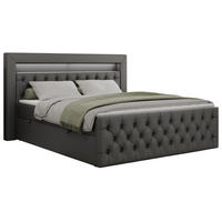 BOXBETT GOLD-9 LED 120/200 Dunkelgrau Kunstleder - H3 - Dunkelgrau, Holz/Textil (120/200cm) - MKS
