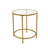 BEISTELLTISCH MASEI - Goldfarben, Glas/Metall (50/50/55cm) - Home Deluxe