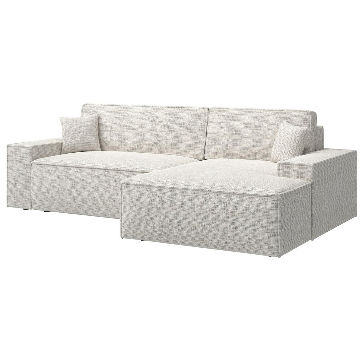 ECKSOFA Farese New Hellbeige Chenille - Ecru/Schwarz, Kunststoff/Textil (267/167cm) - Selsey