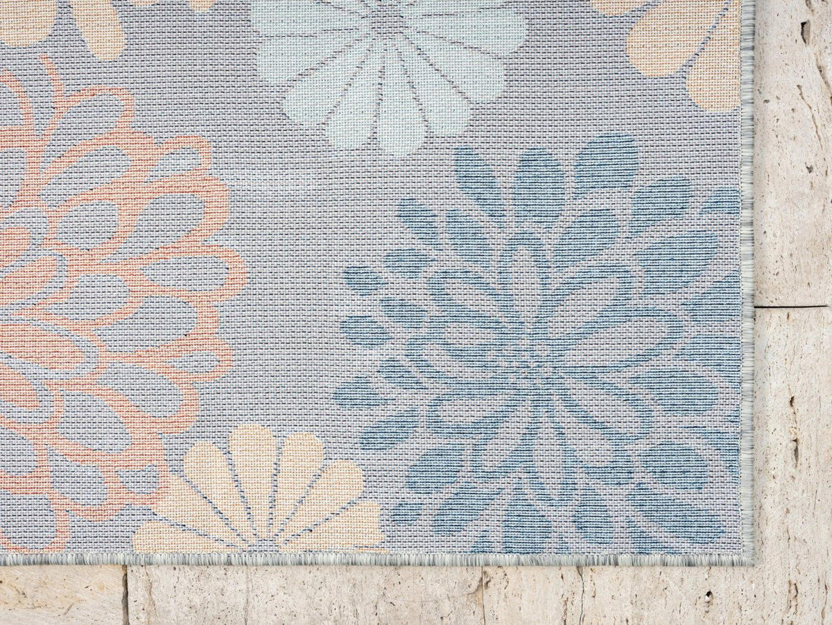 OUTDOORTEPPICH Bramble Dunkelblau,Rostfarben,Currygelb 140/200 cm - Multicolor/Hellgrau, Textil (140/200cm) - My-Rug