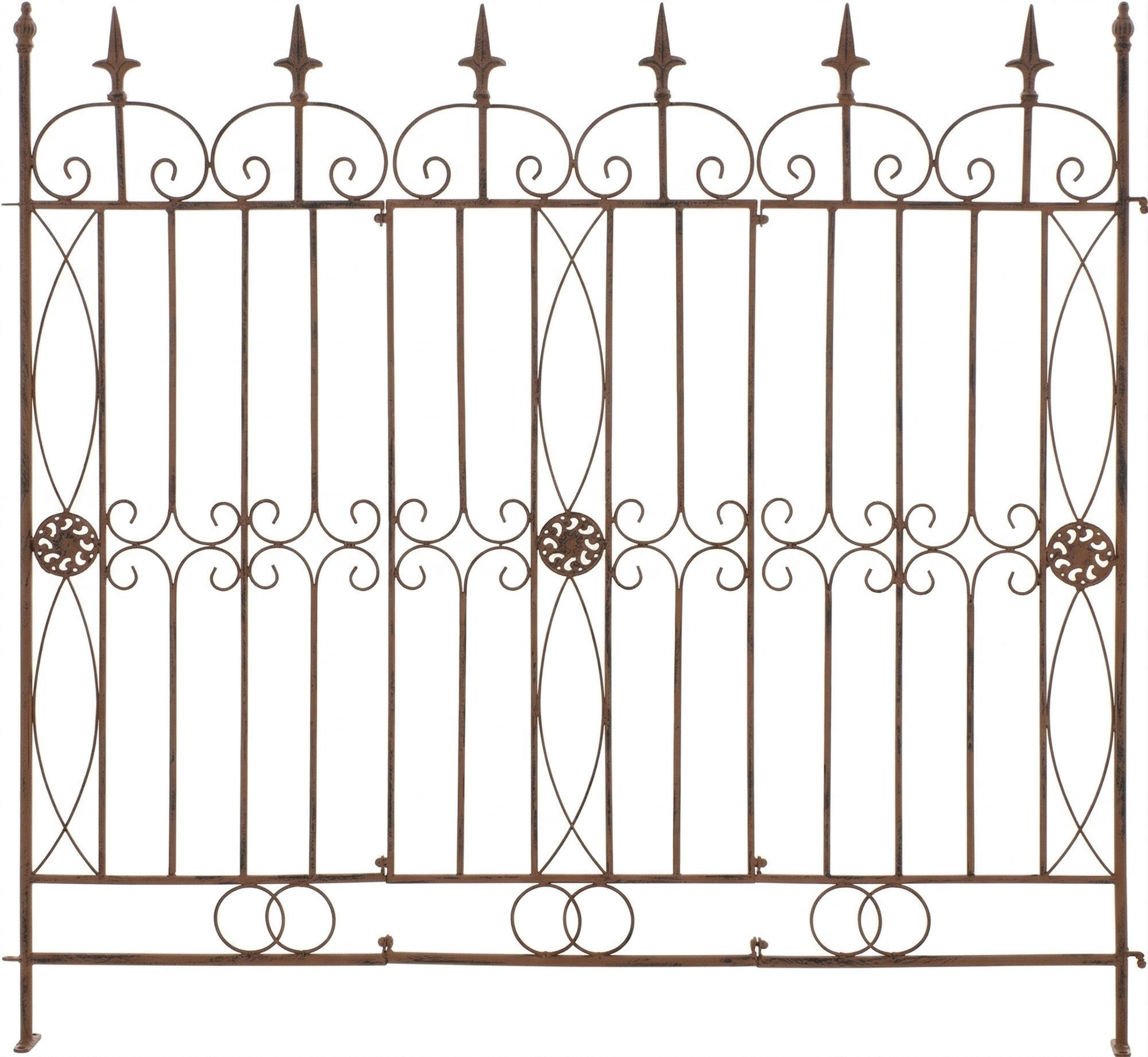 GARTENZAUN Metall Antik Braun - Braun, Metall (124/116cm) - CLP