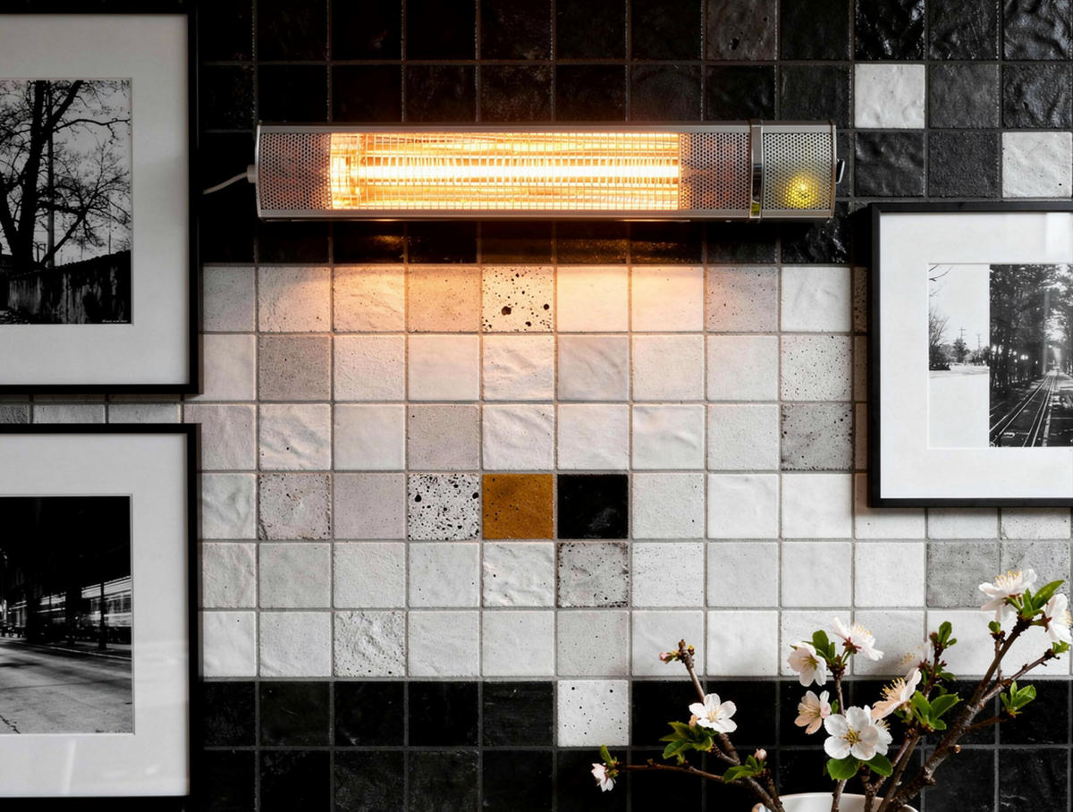 HALOGEN-HEIZUNG für Wandmontage Silber für Außenbereich und Bad 2000 W - Silberfarben, Kunststoff/Metall (63/10/15cm) - Purline