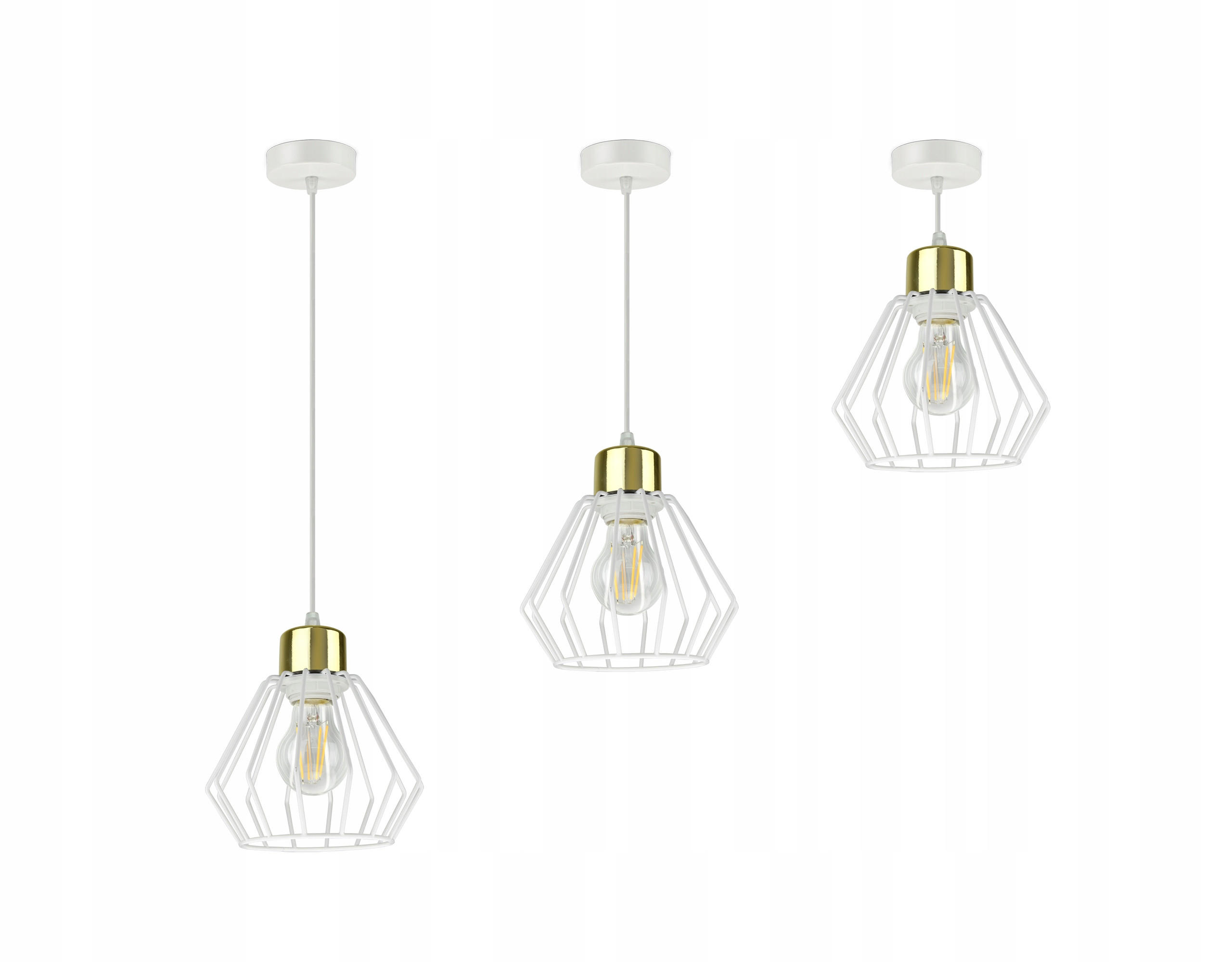PENDELLEUCHTE LOFT - Goldfarben/Weiß, Metall (18/18/80cm) - kiki design