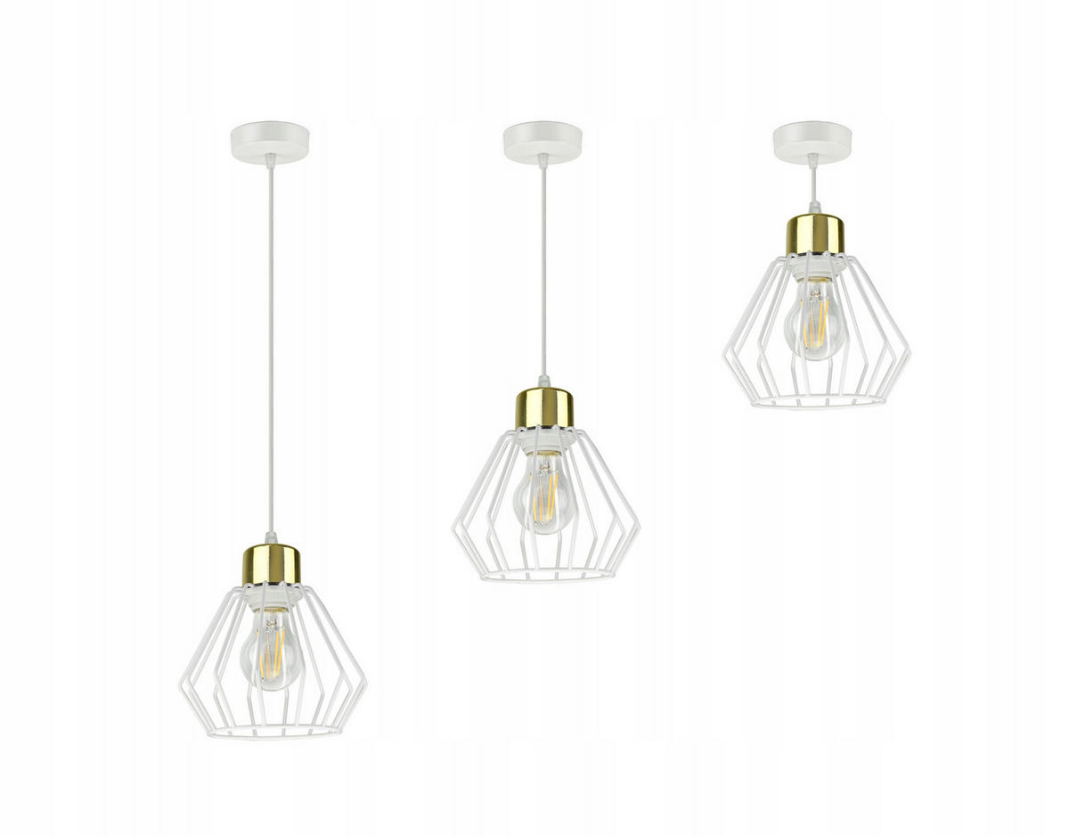 PENDELLEUCHTE LOFT - Goldfarben/Weiß, Metall (18/18/80cm) - kiki design