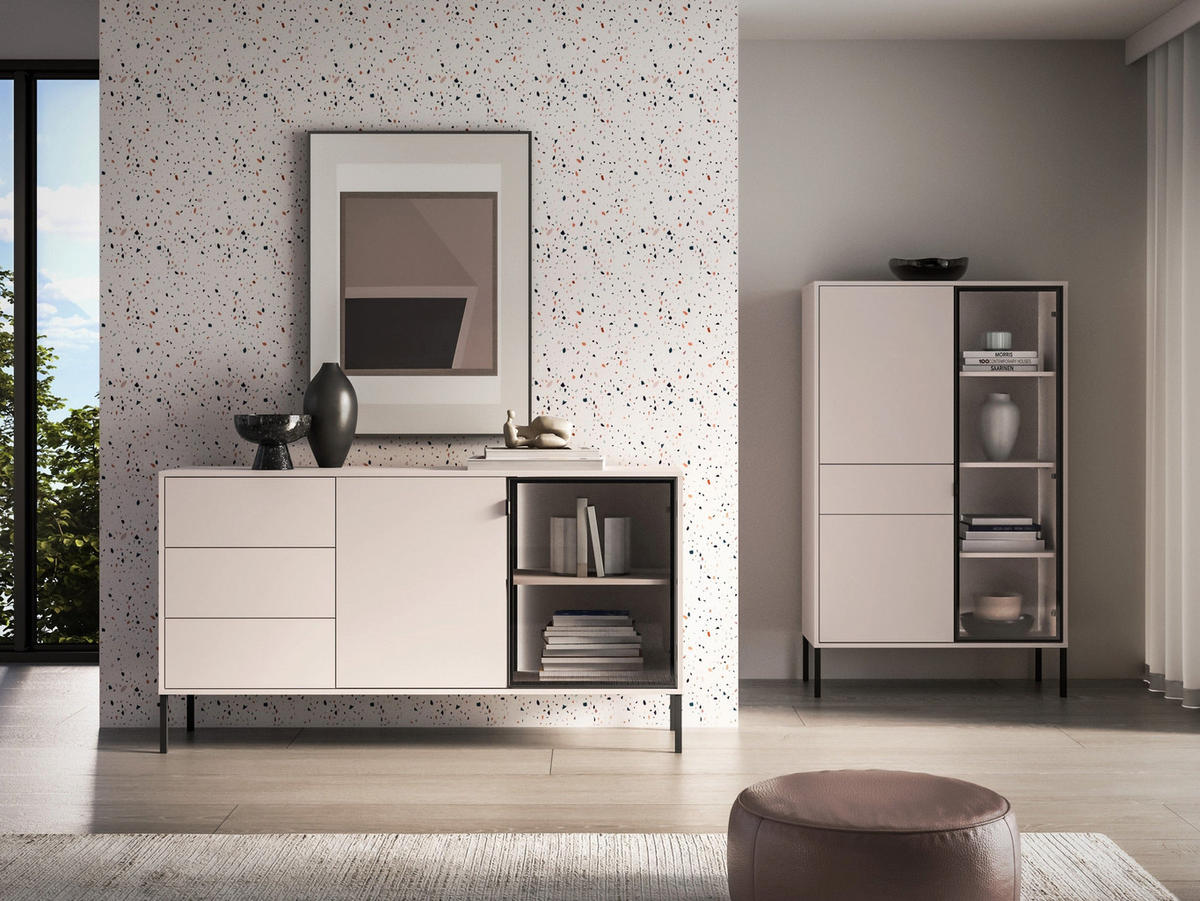 SIDEBOARD Barnee Kaschmir 160 cm - Taupe/Schwarz, Holzwerkstoff/Metall (160/86/40cm) - Selsey