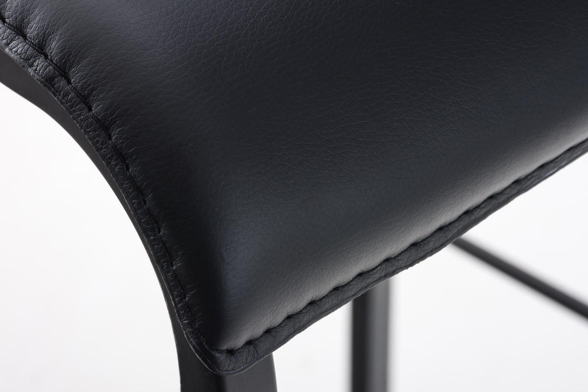 BARHOCKER Kelan Kunstleder Schwarz Schwarz - Schwarz, Leder (43/103/51cm) - DELUKE