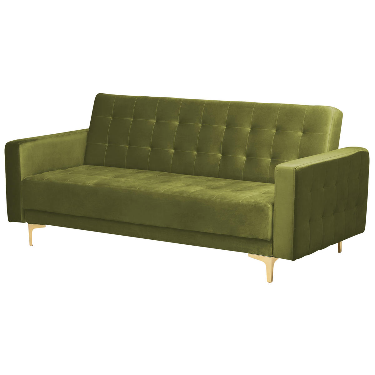 3-SITZER-SCHLAFSOFA Samtstoff grün Aberdeen - Goldfarben/Grün, Textil (186/83/88cm) - Beliani