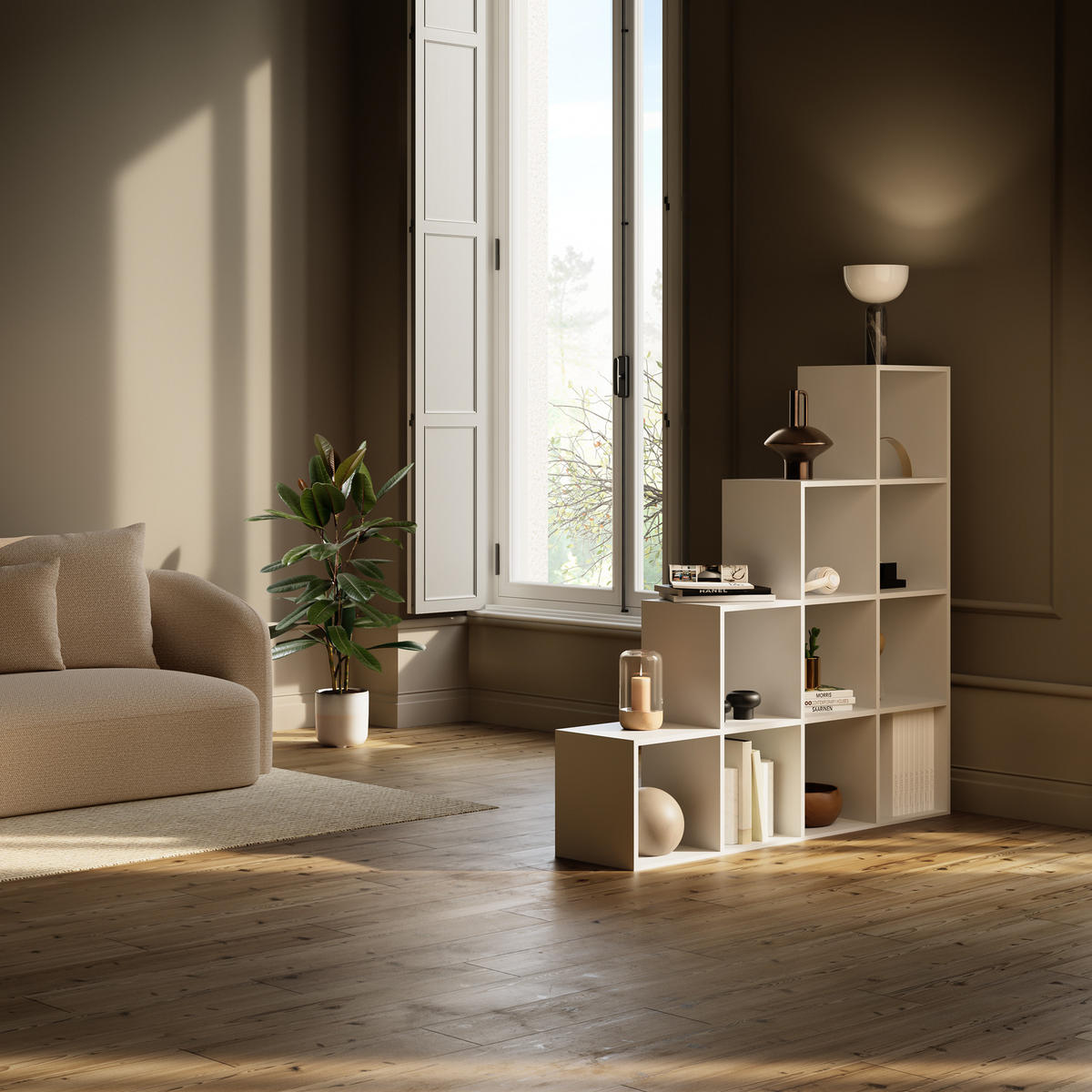 BÜCHERREGAL Talisa,130 x 29 cm x 130 cm,weiß - Weiß, Holzwerkstoff (130/130/29cm) - tectake
