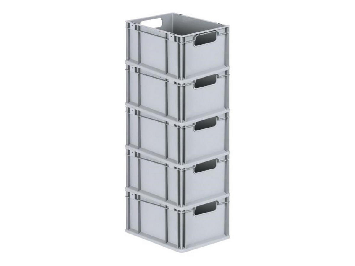 EUROBOX 5x Nextgen Economy Griffe Offen 22x30x40cm 20 Liter - Grau, Kunststoff (30/22/40cm) - PROREGAL