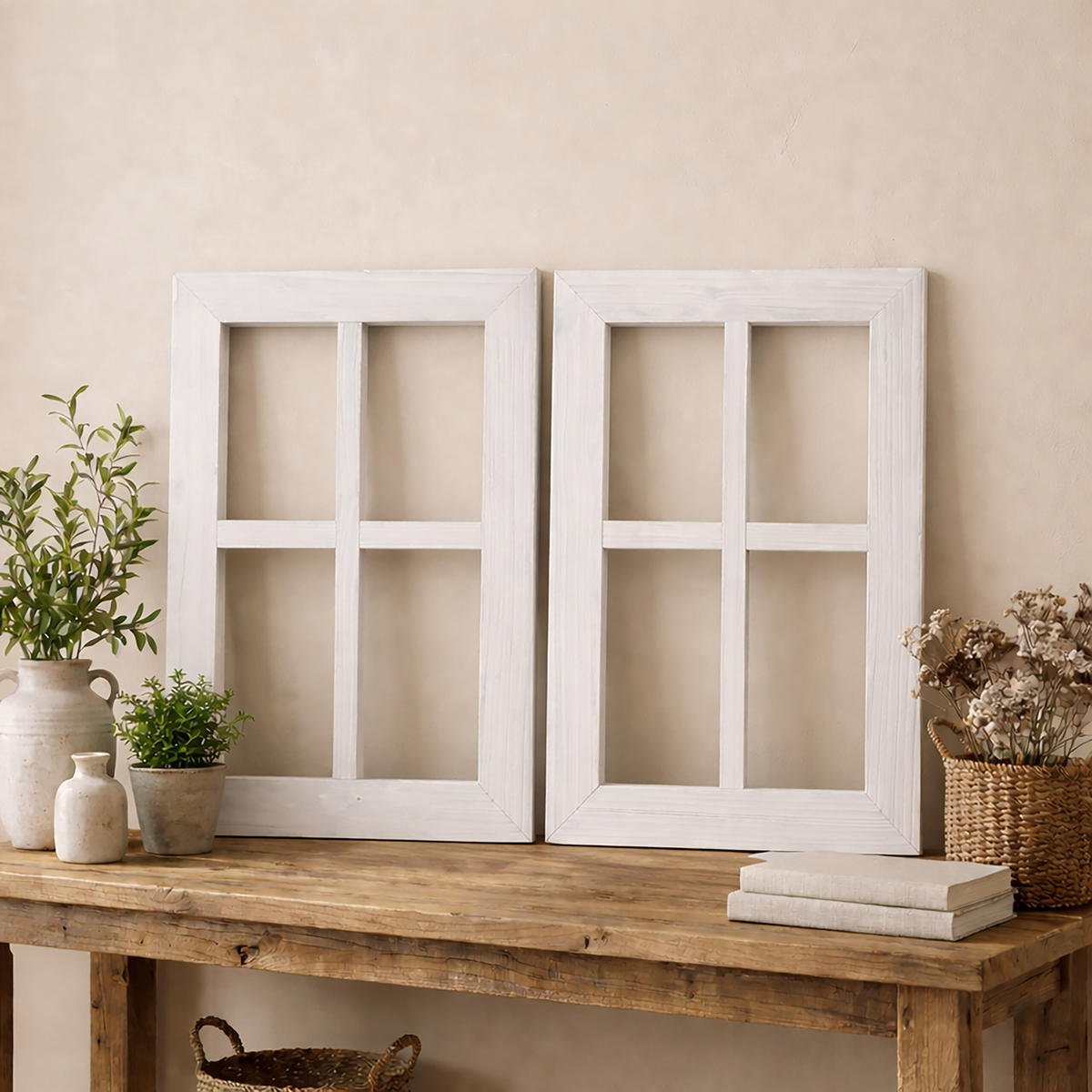 2XDEKORAČNÉ rámy - biela, drevo (28/40cm) - Relaxdays